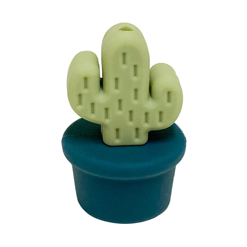 20Pcs Silicone 3D Focal Beads Flowerpot Cactus Fleshy with Colorful Pots 19
