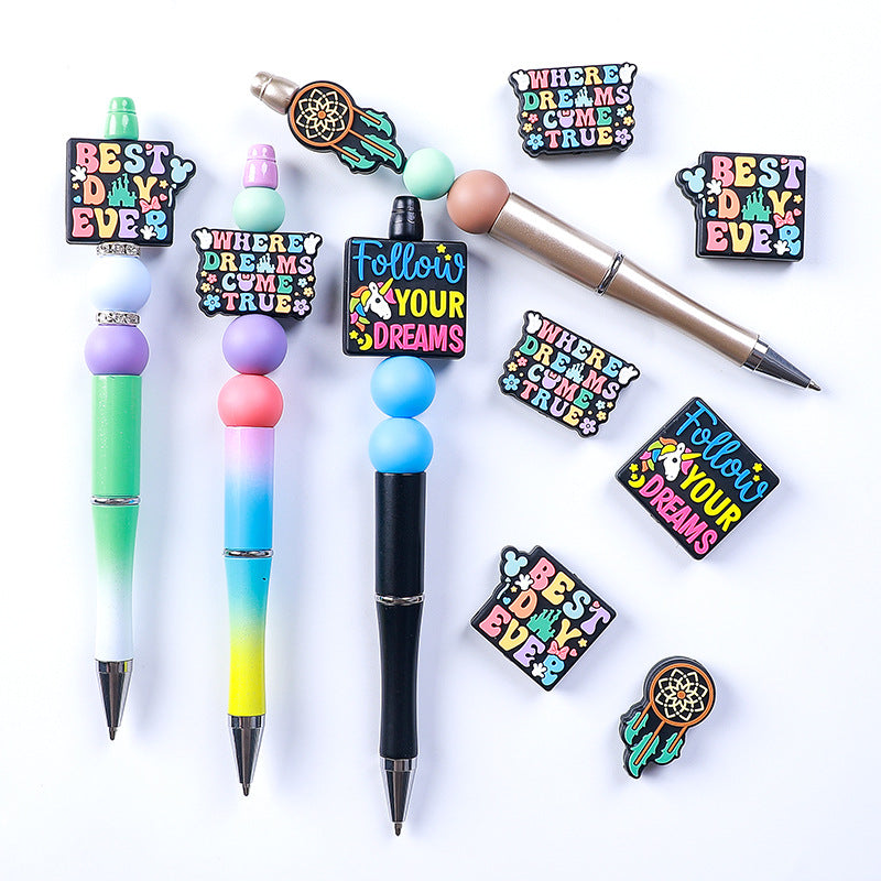 20Pcs Silicone Focal Beads Dream Catcher with Colorful Inspirational Texts 4