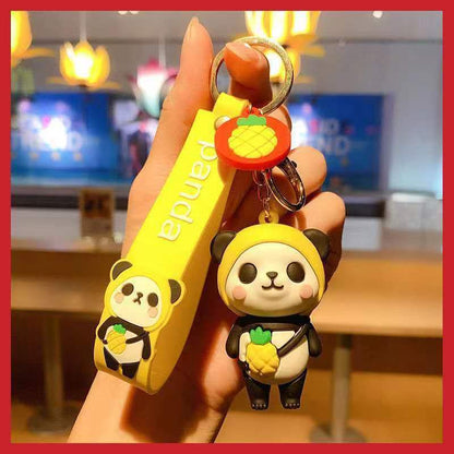 Cartoon Panda Silicone Bead Keychain Cute Animal Charm 8