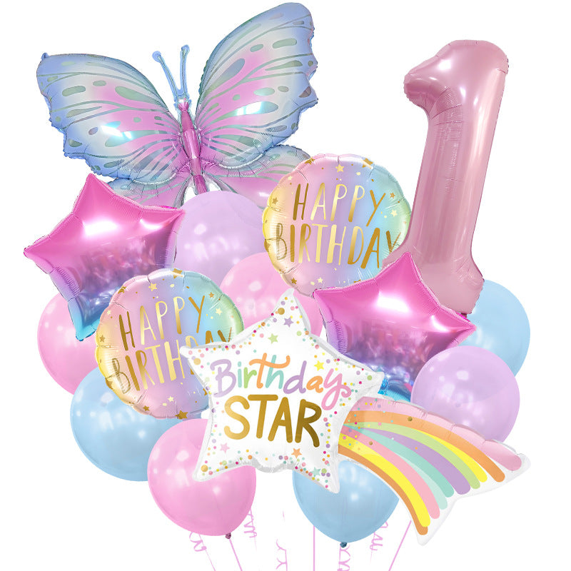 Butterfly Meteor Foil Balloon Set Holiday Party Decoration