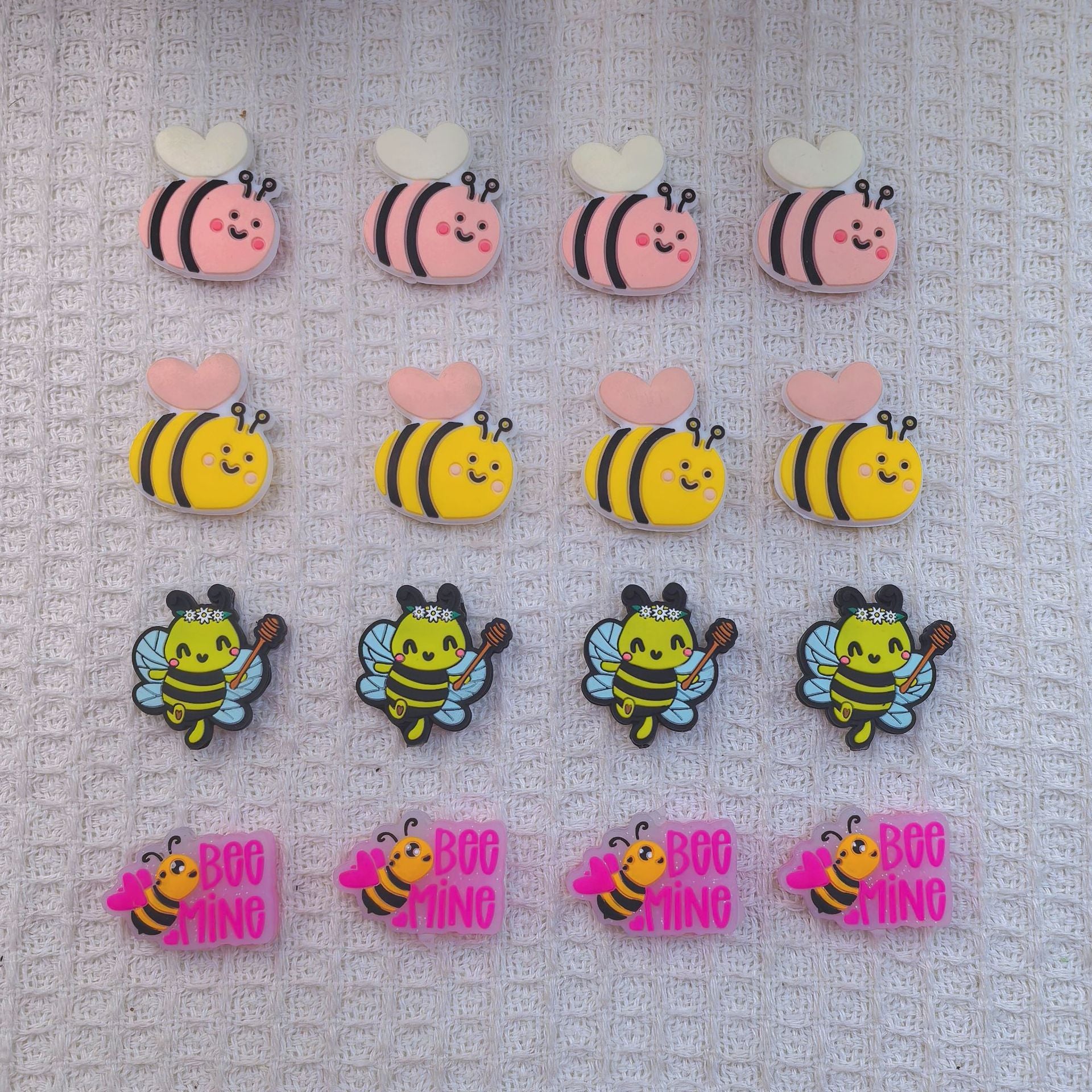 20Pcs Silicone Focal Beads Multi Type Small Bees Assorted Designs 2