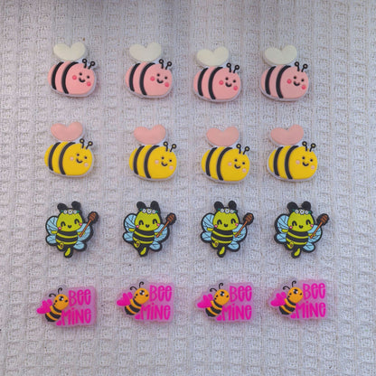 20Pcs Silicone Focal Beads Multi Type Small Bees Assorted Designs 2