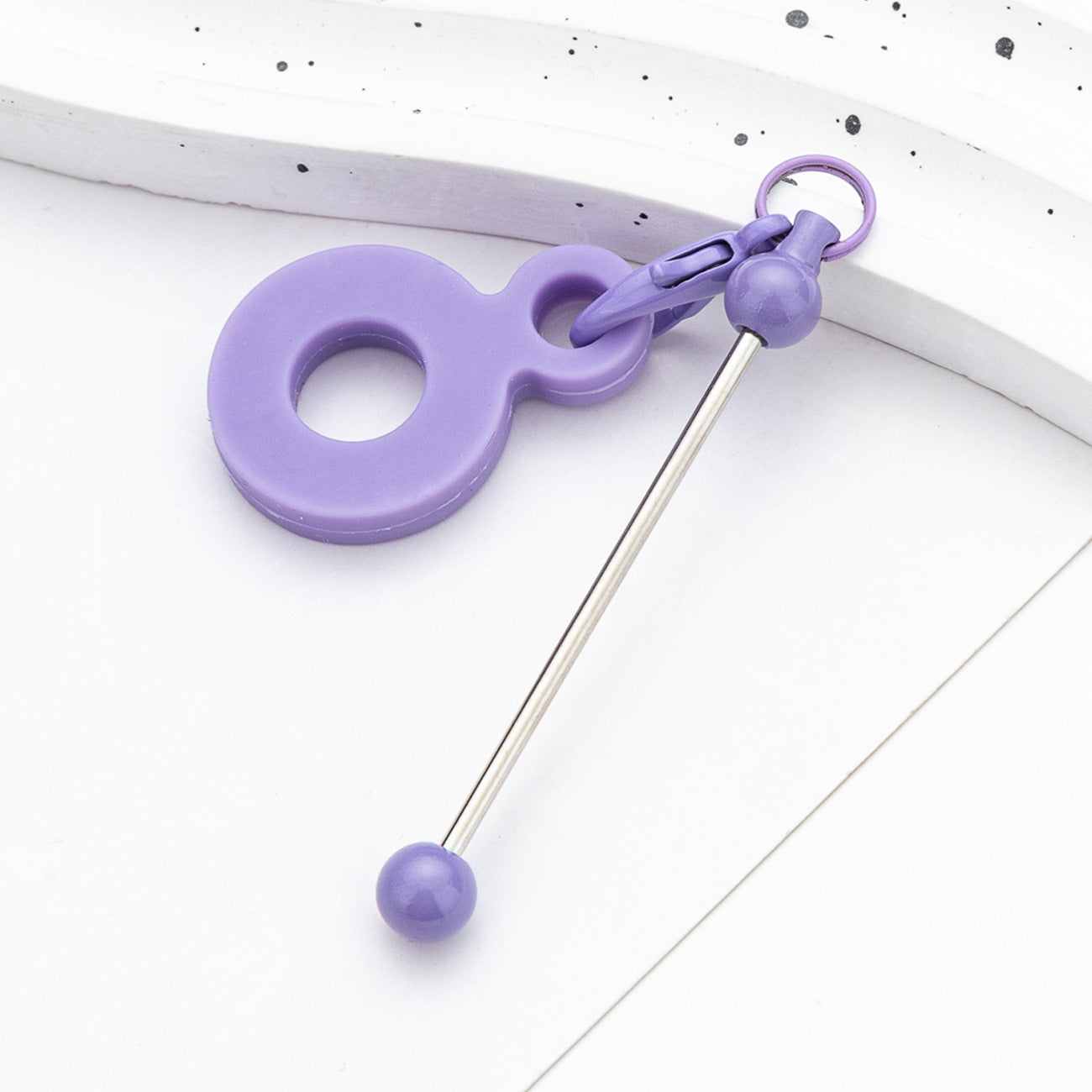 Beadable Tumbler Straw Holder Silicone DIY Accessory with Keychain Bar 18