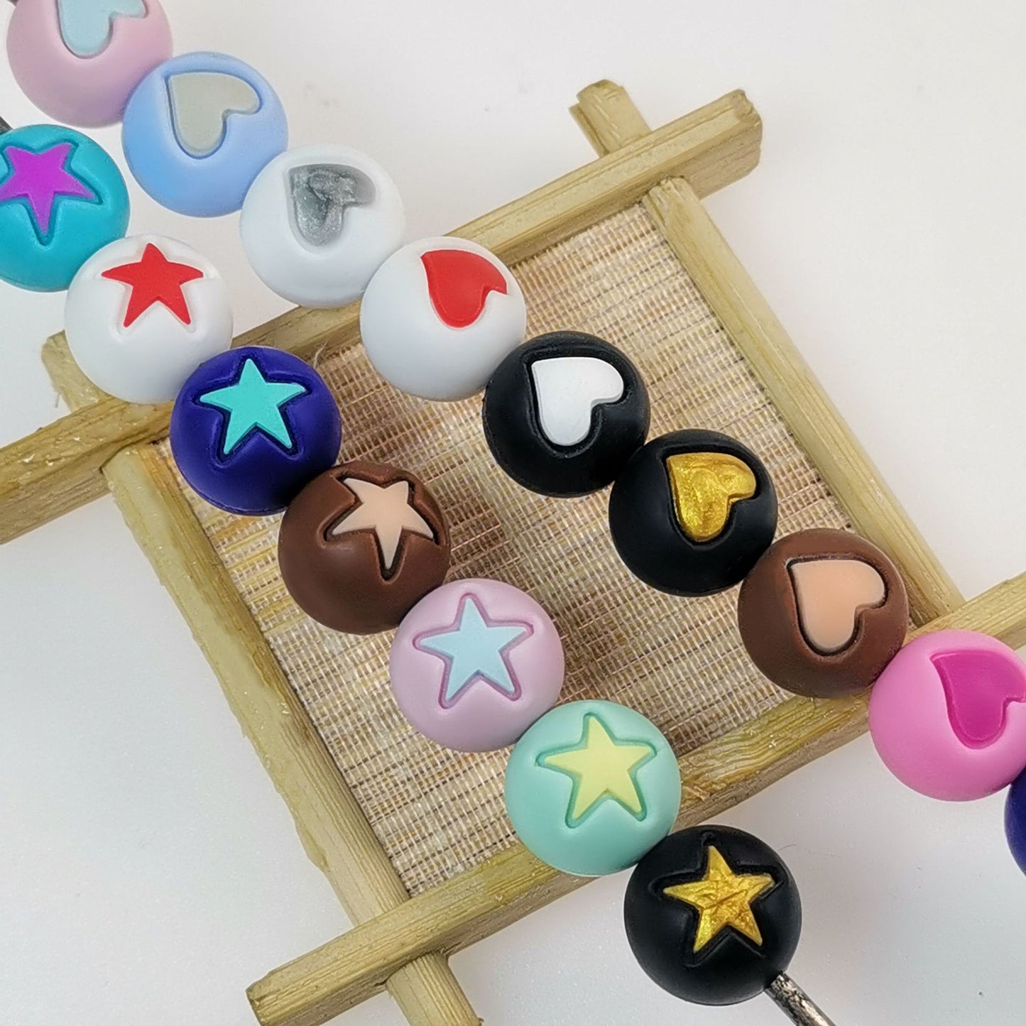 50pcs 15mm Heart Star Silicone Beads Solid Color 4
