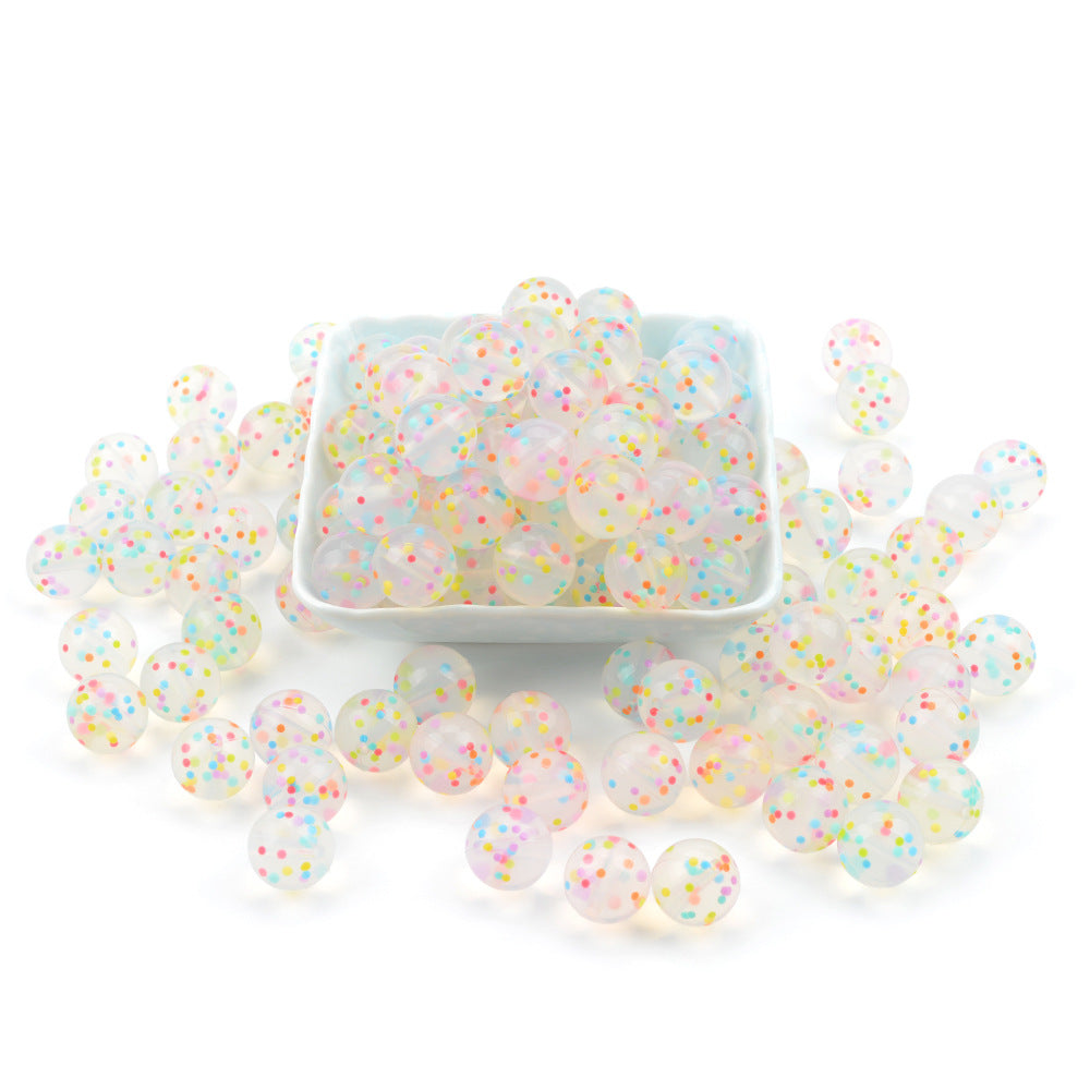 20pcs 9-19mm Transparent Color Dots Hexagon Silicone Beads 3