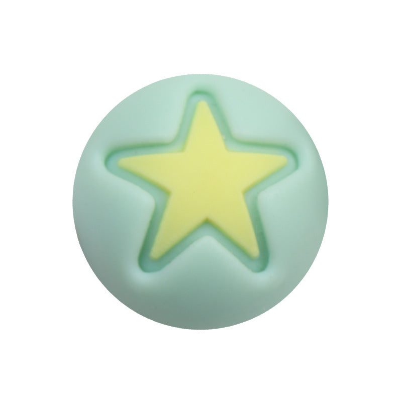 50pcs 15mm Heart Star Silicone Beads Solid Color 26