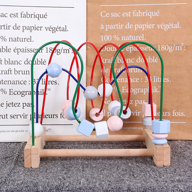 Wooden Bead Maze Three-Track Linear Activity Toy for Toddlers 2