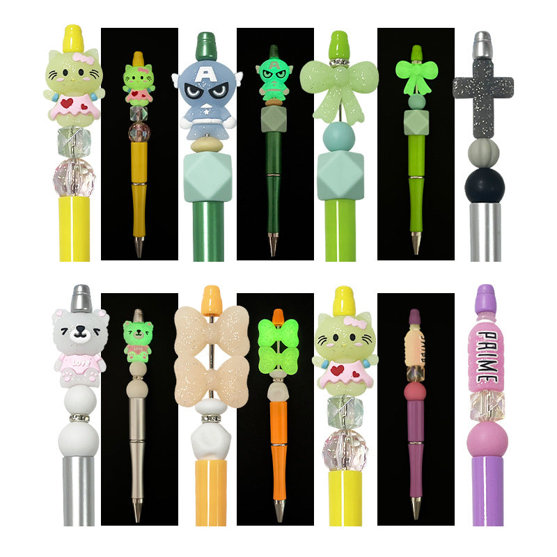 20Pcs Silicone Focal Beads Bow Cross Solid Luminous Design 2