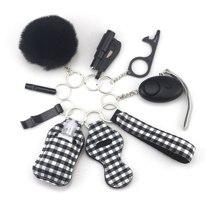 Outdoor Self Defense Alarm Whistle Pompom Keychain 10 Pack 35