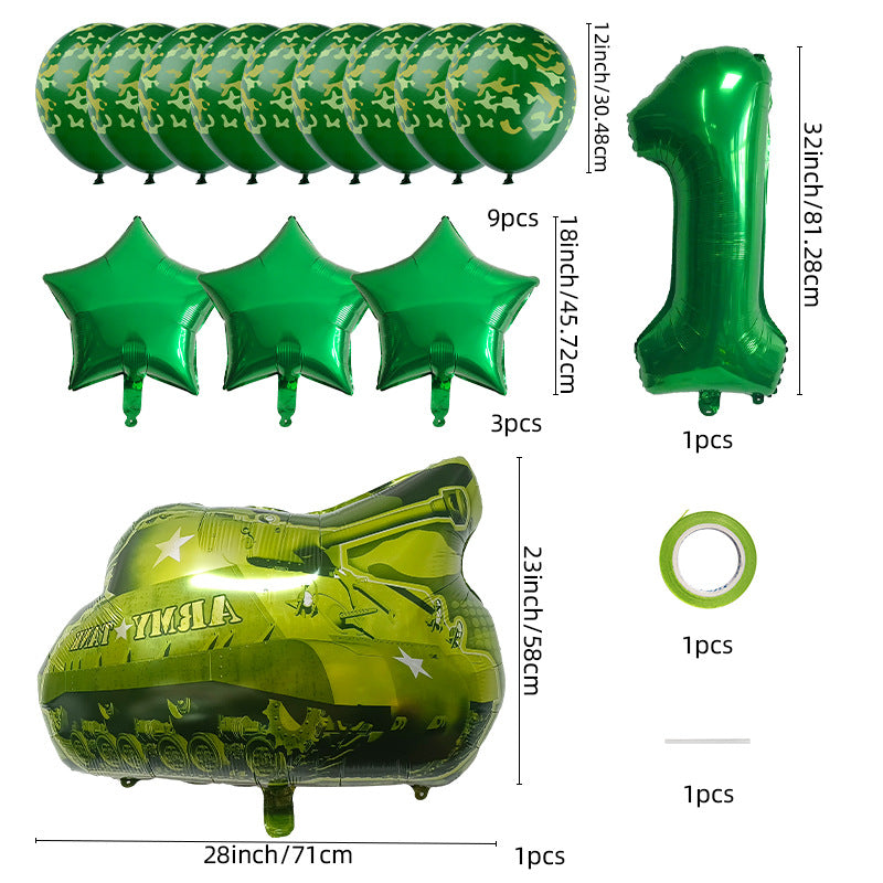 Military Tank Foil Balloon Set Boys Birthday Party Decoration 2
