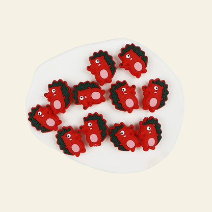 Silicone Focal Beads Cartoon Hedgehog Side Profile Design 6