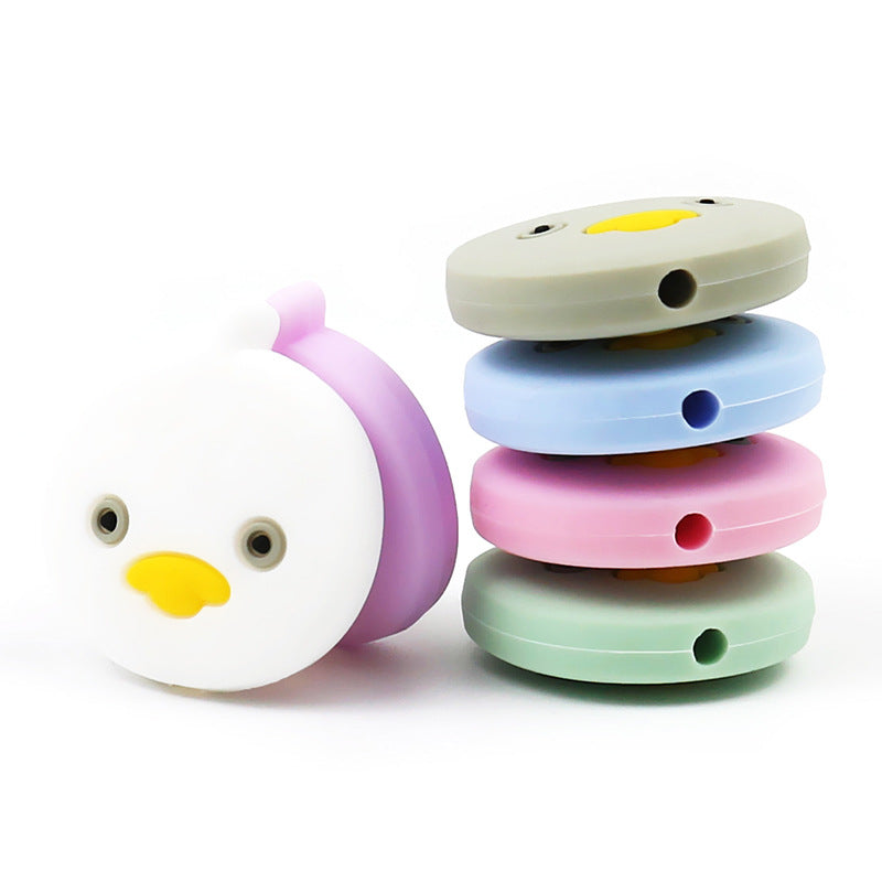 Silicone Focal Beads Cartoon Duck Round Face with Beak 2