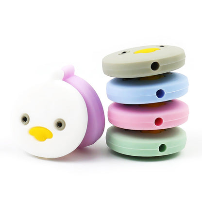 Silicone Focal Beads Cartoon Duck Round Face with Beak 2