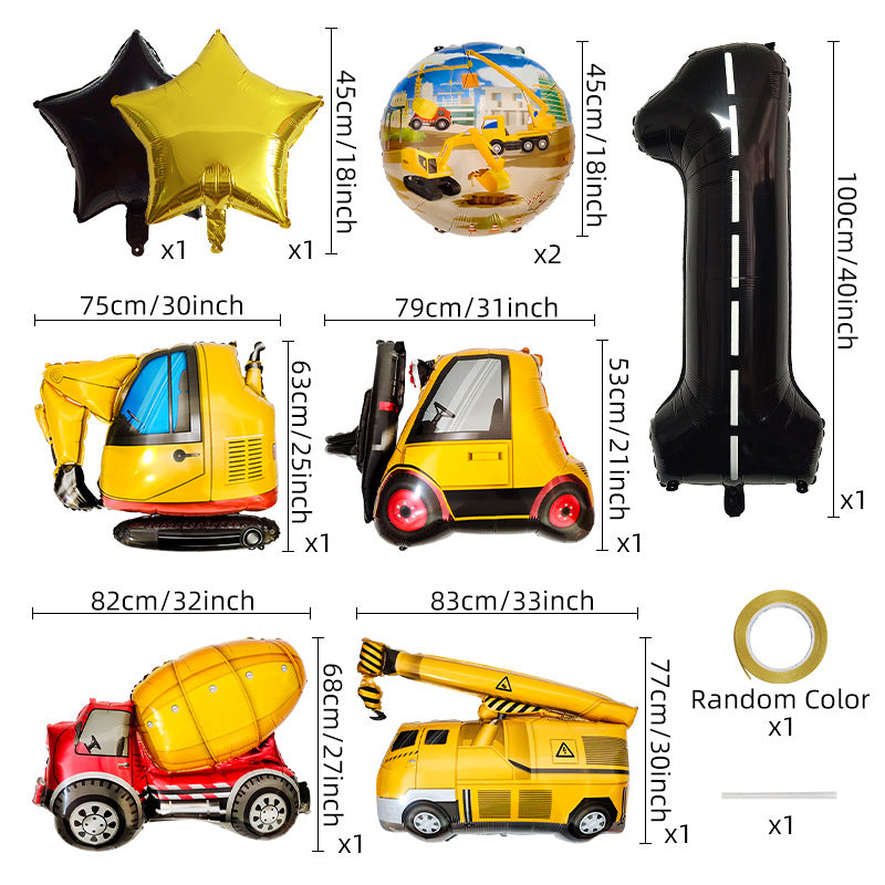 Construction Vehicle Foil Balloon Set 40 Inch Engineering Theme 2
