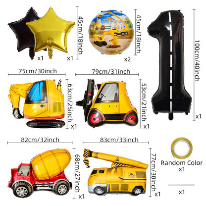 Construction Vehicle Foil Balloon Set 40 Inch Engineering Theme 2