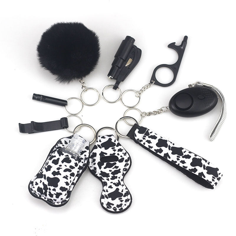 Outdoor Self Defense Alarm Whistle Pompom Keychain 10 Pack 40