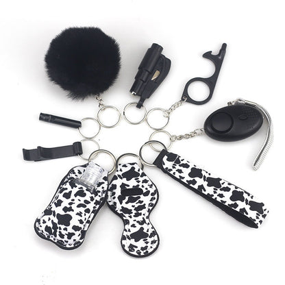 Outdoor Self Defense Alarm Whistle Pompom Keychain 10 Pack 40