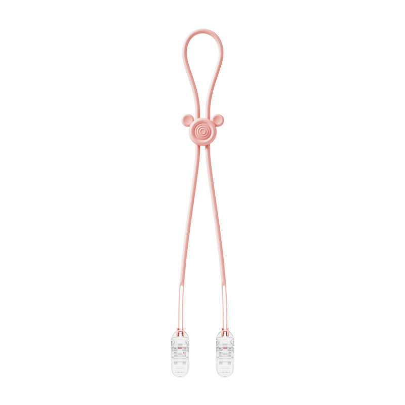 Silicone Baby Teether Anti Loss Rope with Clip 42.5cm 15
