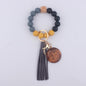 MAMA Tag Silicone Bead Wristlet Keychain with Tassel Charm 12