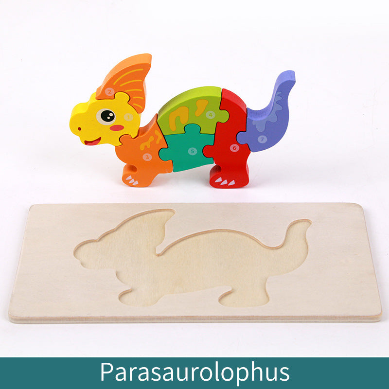 Wooden Building Blocks Animal Traffic Shapes Matching 3D Puzzle Toy 38