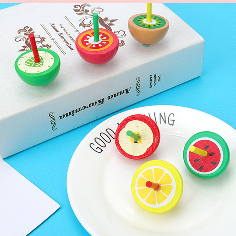 Wooden Fruit Small Spinning Top Toy Random Color 2