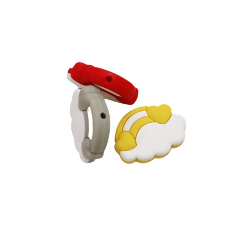 Silicone Focal Beads Cloud Rainbow Holding Heart Accents 5