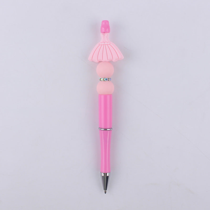 Pink Heart Silicone Beaded Pens Handmade Novelty Office School Gift 12