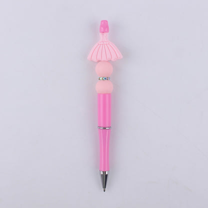 Pink Heart Silicone Beaded Pens Handmade Novelty Office School Gift 12