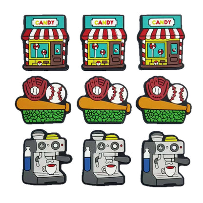 20Pcs Silicone Focal Beads Cartoon Creative Candy Baseball Holding Bat and Balls