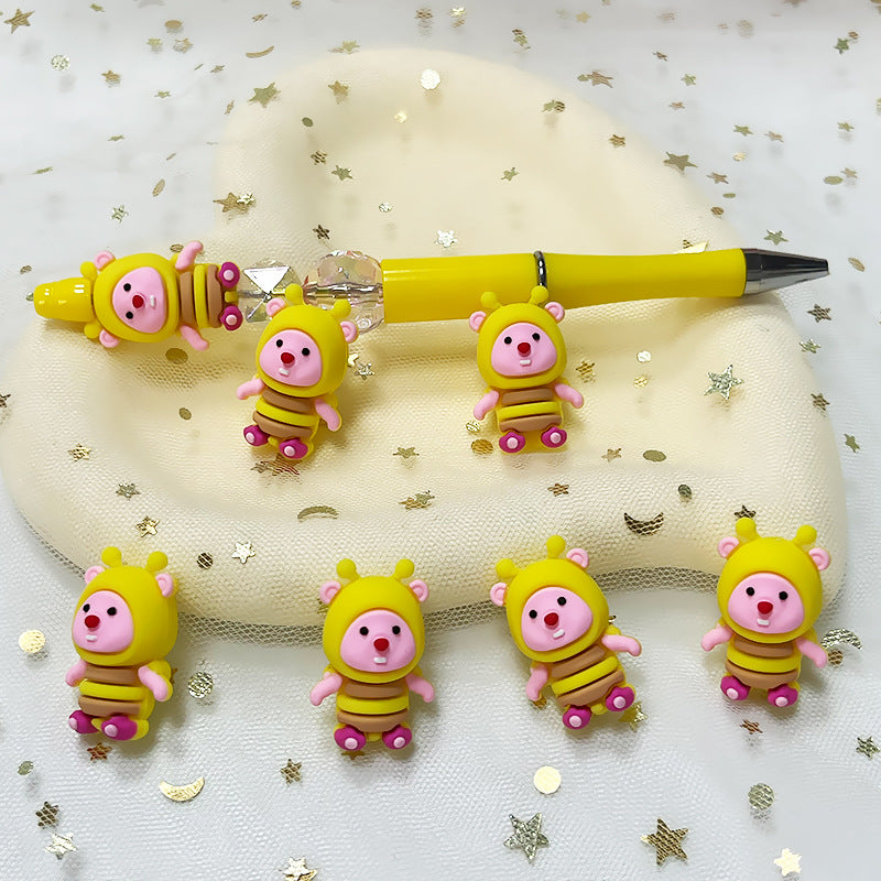 20Pcs Silicone 3D Focal Beads Cartoon Character Wearing Bee Costume 5