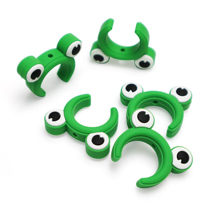 20pcs Silicone Focal Beads Green Frog Front Facing 5