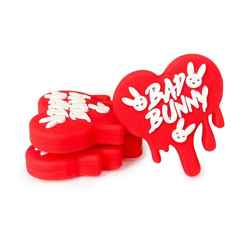 20pcs Silicone Focal Beads Bunny Face Dripping Heart Shape 2