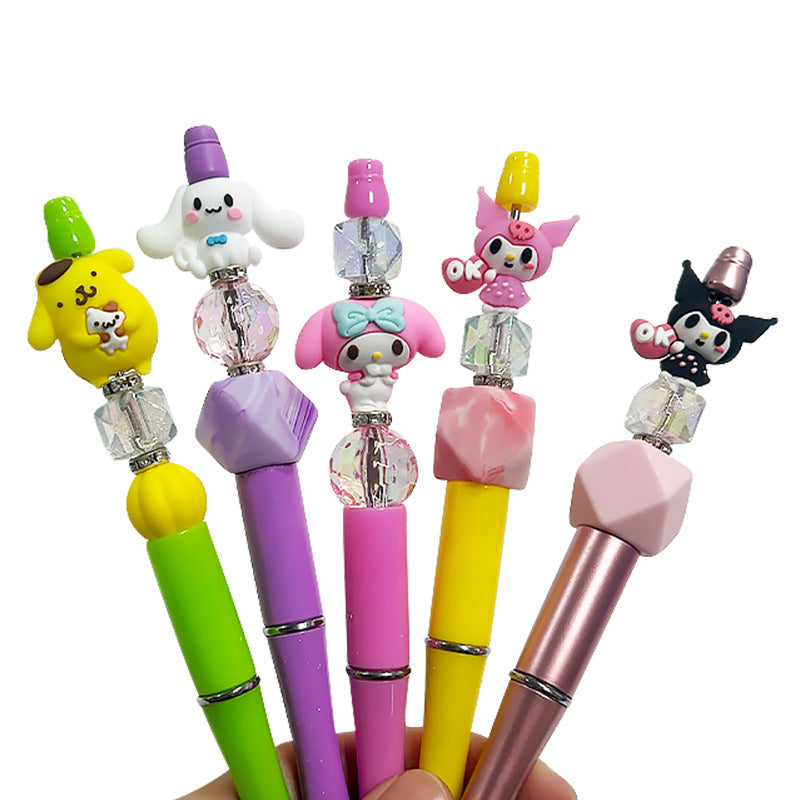 Silicone 3D Focal Beads White Rabbit Pink Hood and Yellow Pudding Dog Holding Cat 2