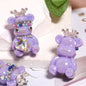 5pcs 22x38mm Crown Bear Acrylic Beads Rhinestone Embellished 9