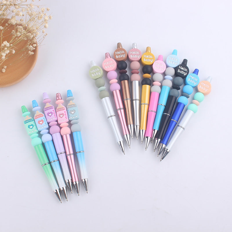 Milk Bottle Silicone Beaded Pens Handmade Office School Supplies