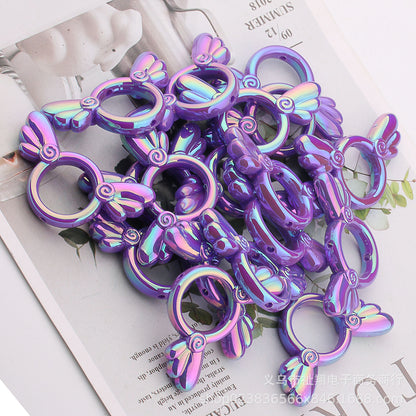 2Pcs 25x46mm Sakura Angel Wings Acrylic Beads UV Finish Color Plated 19