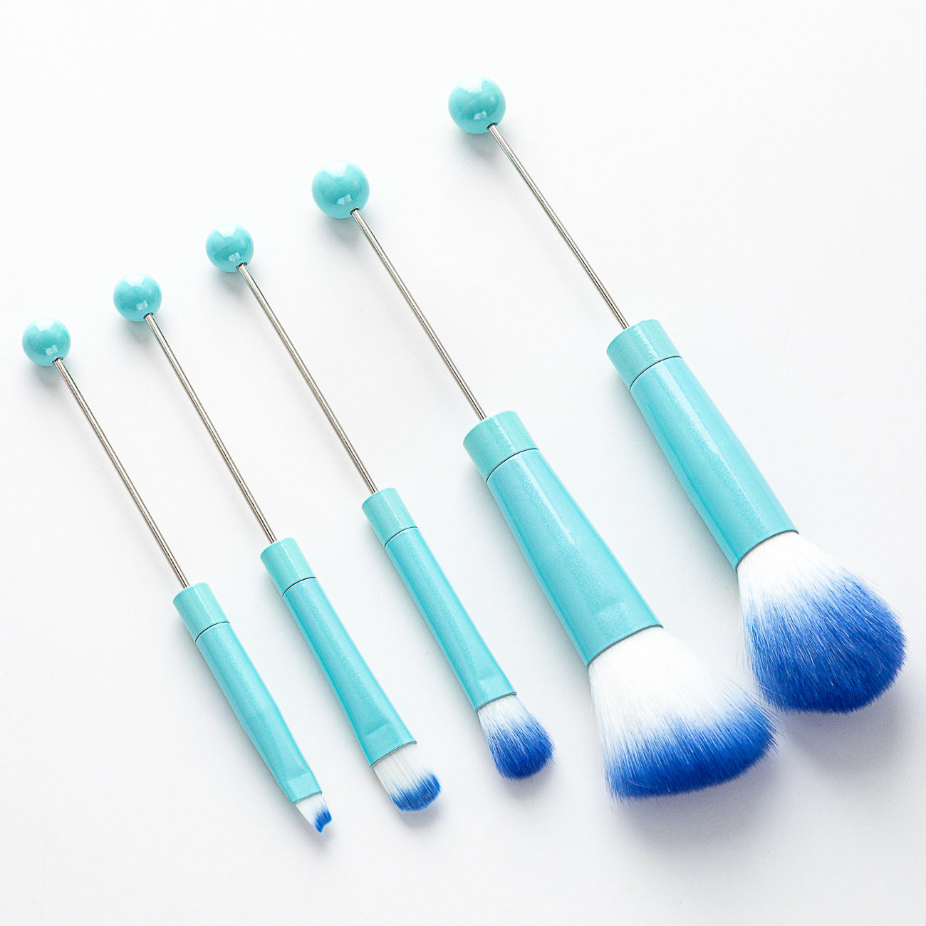 5pcs Beadable Makeup Brush Set Metal DIY Craft Supplies 8