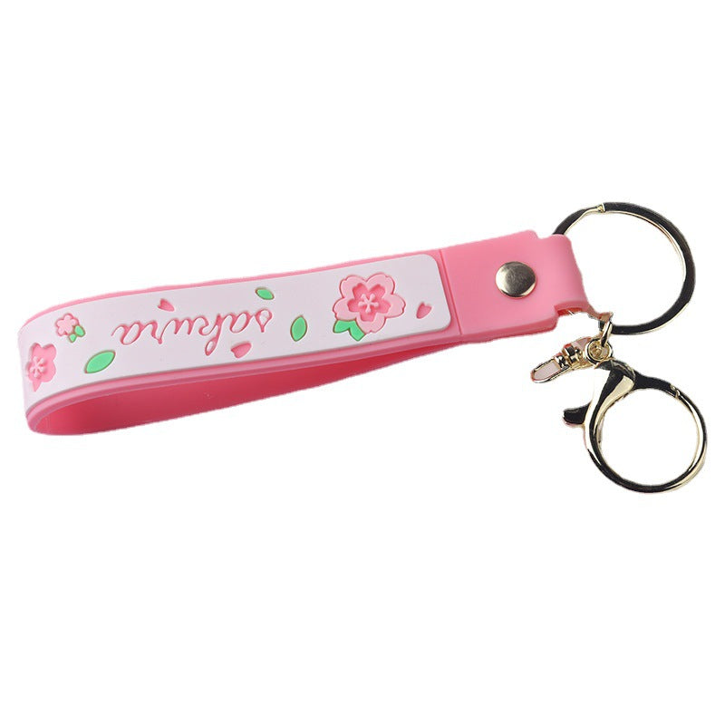 Cherry Blossom PVC Keychain Soft Rubber Bracelet Style 4
