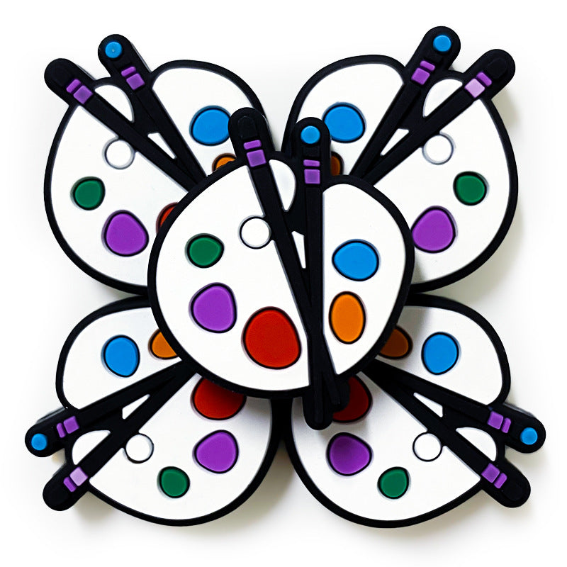 20Pcs Silicone Focal Beads Drawing Board With Paintbrushes 4