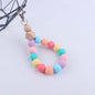 Contrast Wood Octagonal Silicone Bead Wristlet Keychain 12