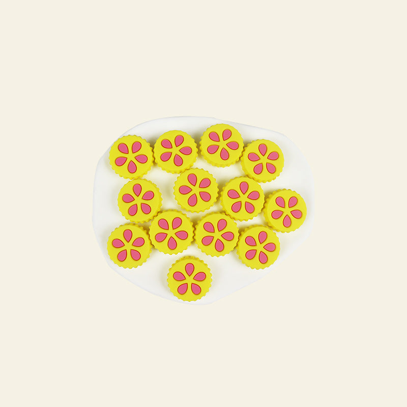 Silicone Focal Beads Petal Round Cookie Cutout Center 10