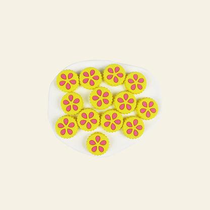 Silicone Focal Beads Petal Round Cookie Cutout Center 10
