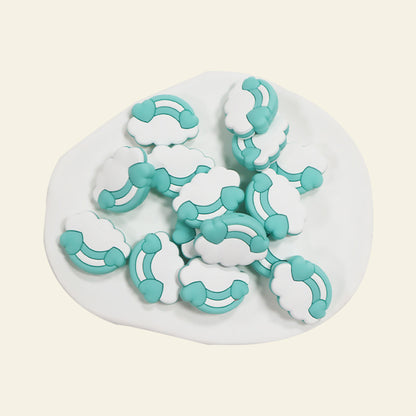 Silicone Focal Beads Cloud Rainbow Holding Heart Accents 12