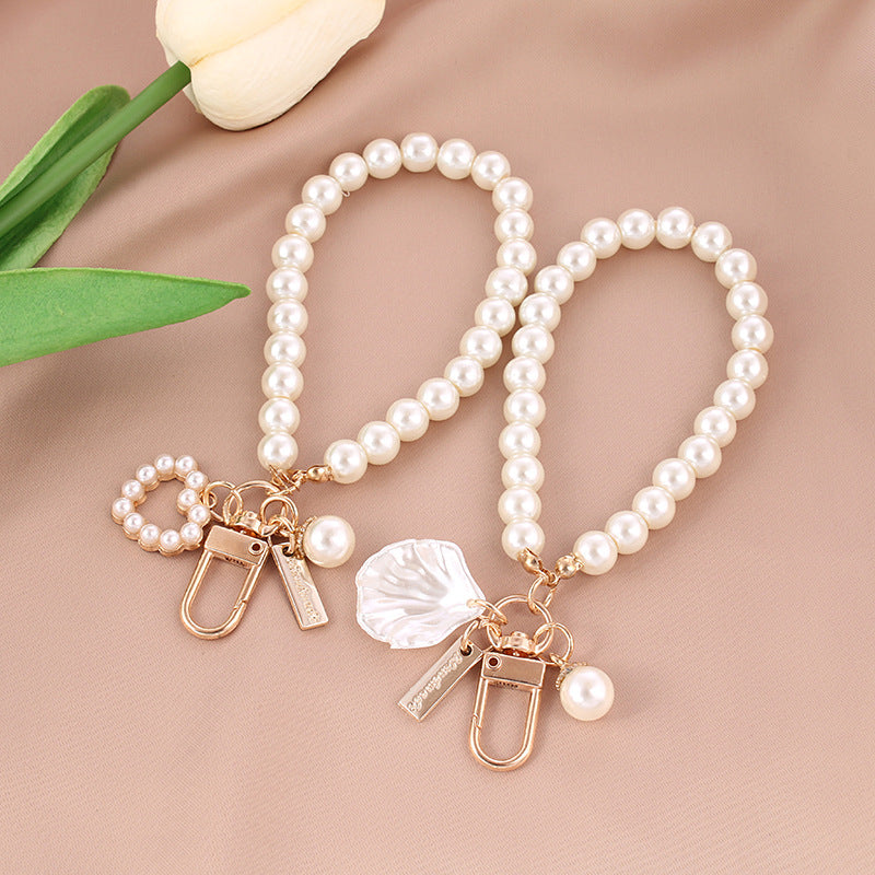 Pearl Love Silicone Bead Wristlet Keychain with Metal Charm 2