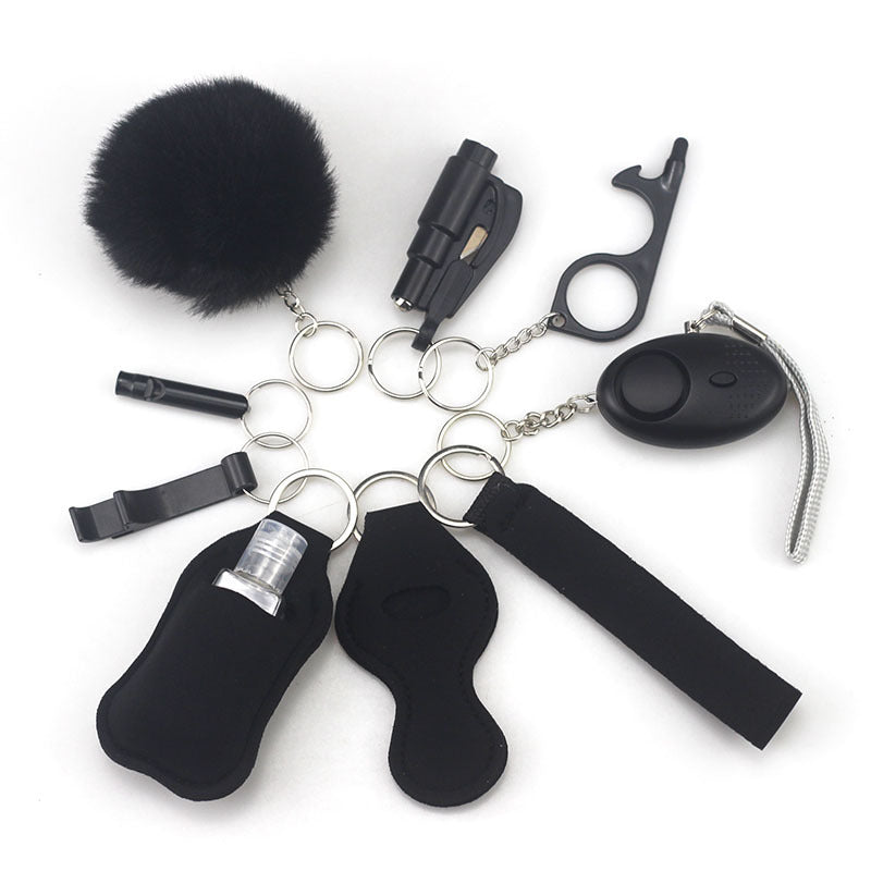 Outdoor Self Defense Alarm Whistle Pompom Keychain 10 Pack 39