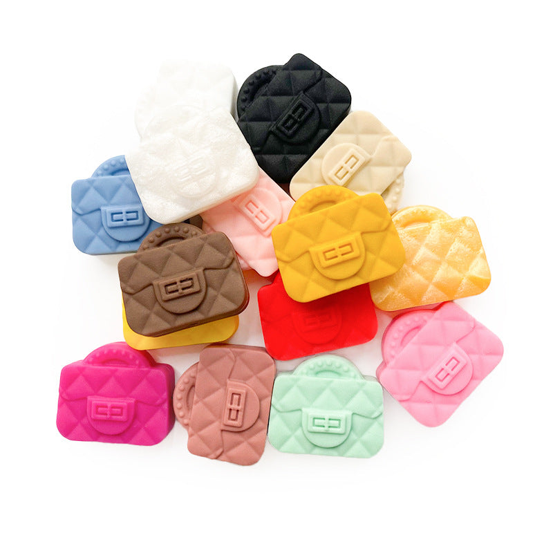 10pcs Silicone Focal Beads Bag Design Quilted Texture