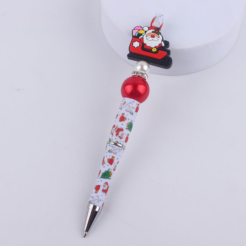 Santa Claus Snowman Silicone Beaded Pens Christmas Holiday Novelty Gift 8