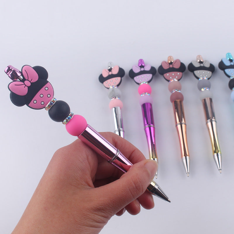 Animal Bow Silicone Beaded Pens Colorful Ballpoint Handmade Gift 3
