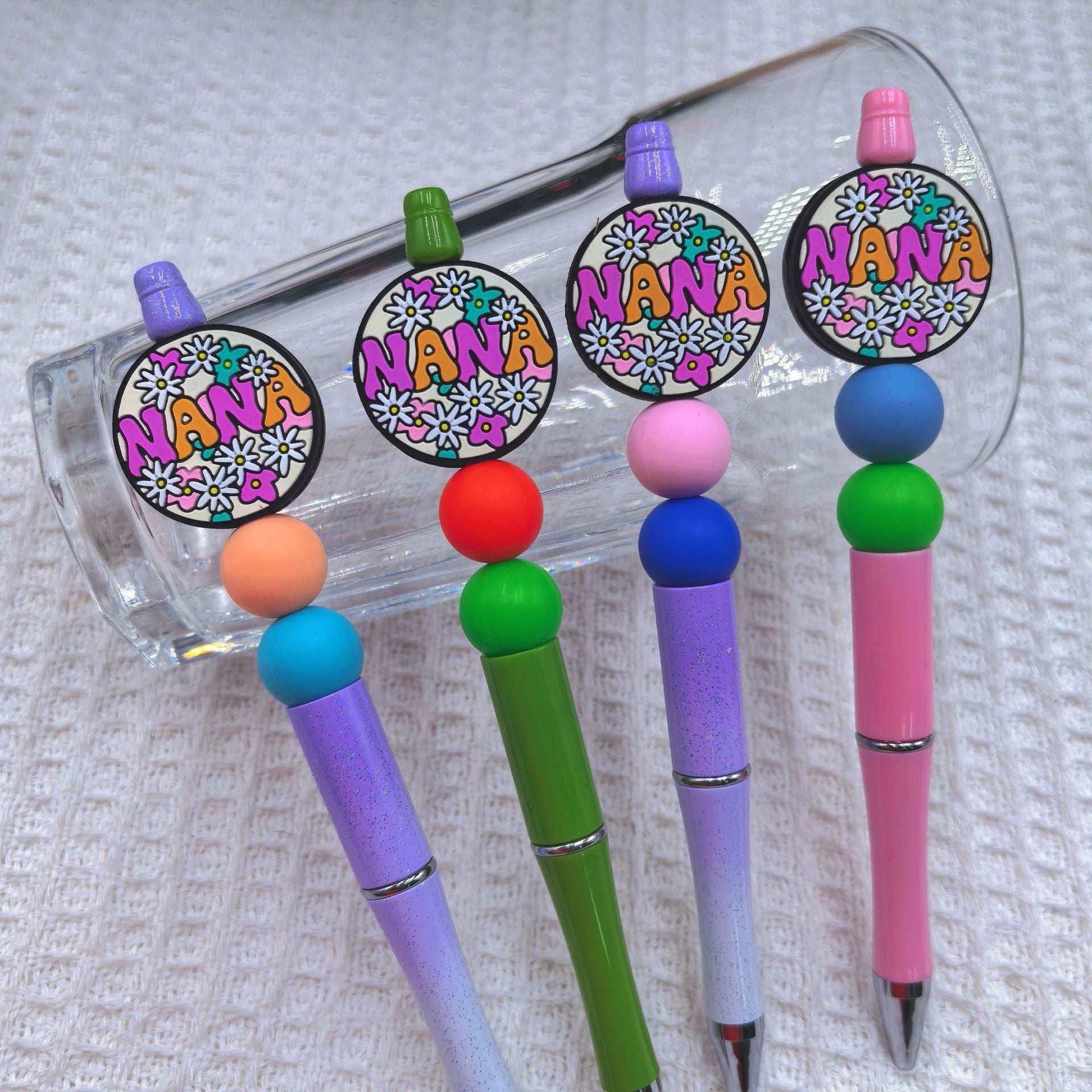20Pcs Silicone Focal Beads Round Flower Nanan Design 3