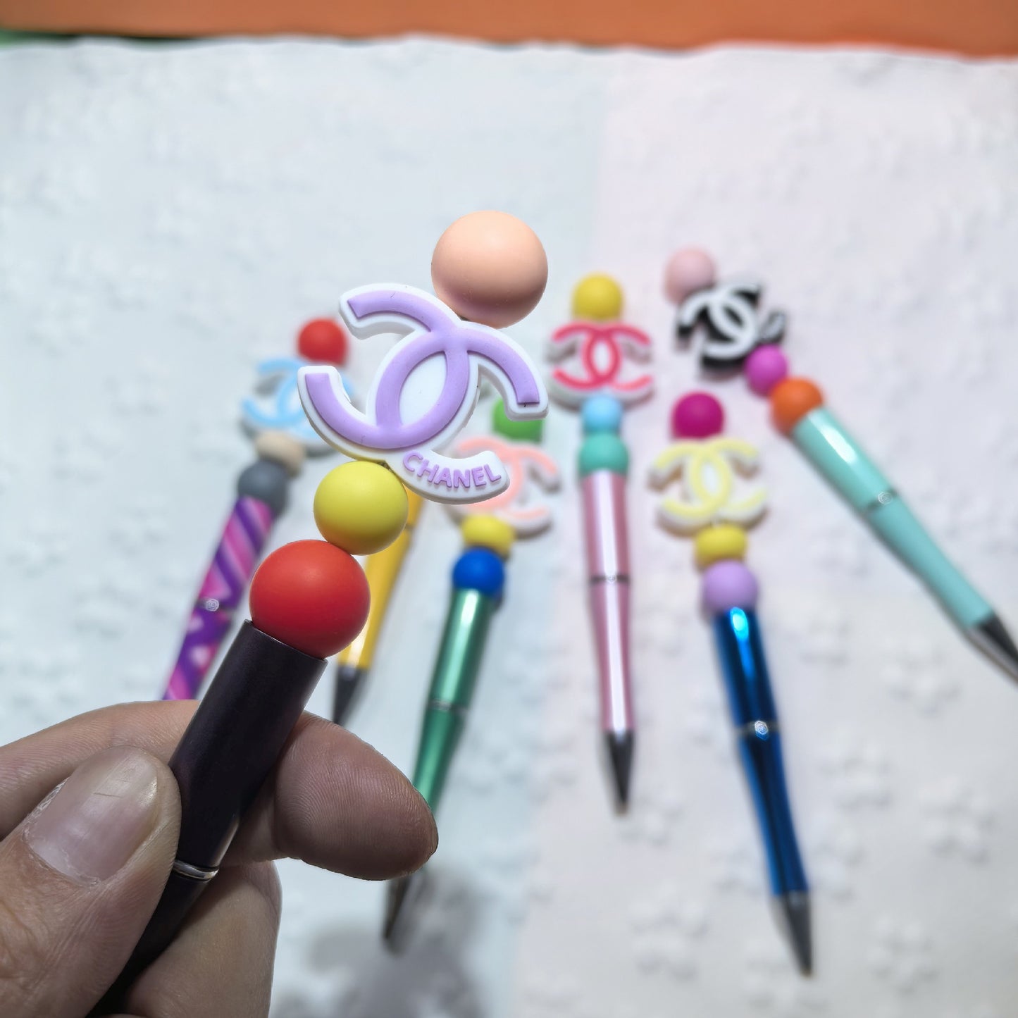 20Pcs Silicone Focal Beads Double C Logo Multi Color Variety 2